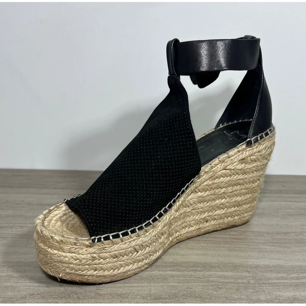 Marc Fisher Womens Annie Black Perforated Leather Sz 9.5